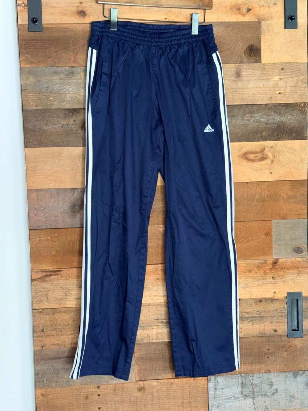 Vintage Adidas Climalite Navy Blue Track Pants with Side Stripes
